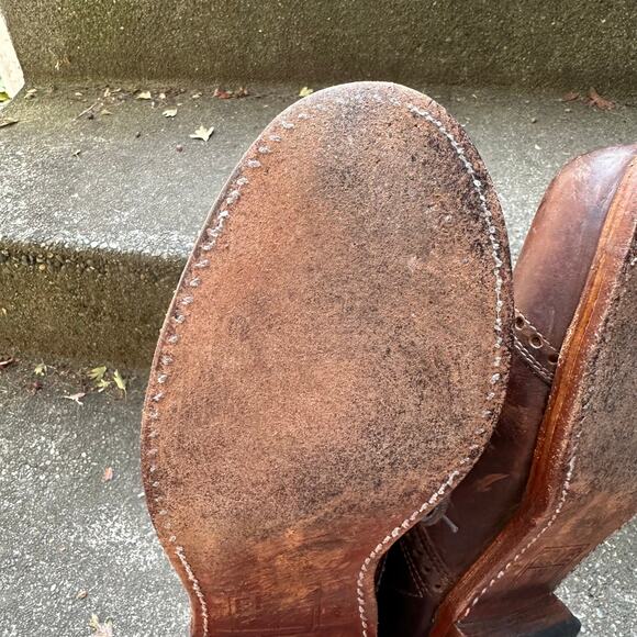 Frye Johnny Brown Wingtip Lace Up Men's Leather Shoes sz 10 - Picture 10 of 14